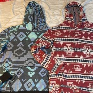 2 Aztec graphic hoodies